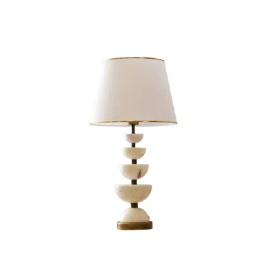 Marleth White Plaza Table Lamp – Modern Stacked Marble Accent Lamp