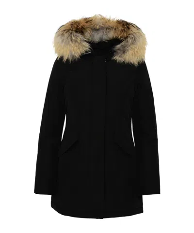 Woolrich Blue Technical Fabric Parka In Black