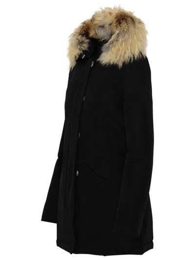 Woolrich Blue Technical Fabric Parka In Black