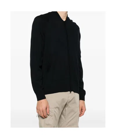 C.p. Company C.p.company Sea Island Full Zip Lens Cardigan In Black