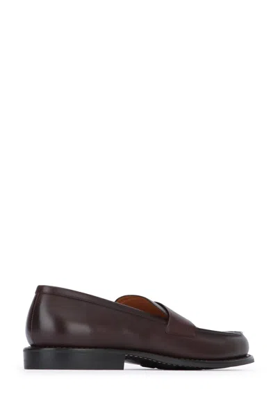 Paraboot Brown Leather Loafers With Classic Penny Strap In Brown