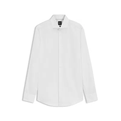 Hugo Boss Printed Slim-fit Shirt In Performance-stretch Fabric In White