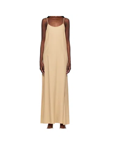 Filippa K Beige Draped Twill Strap Maxi Dress In Neutral