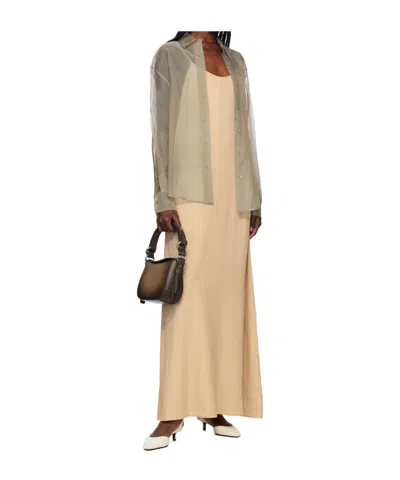 Filippa K Beige Draped Twill Strap Maxi Dress In Neutral