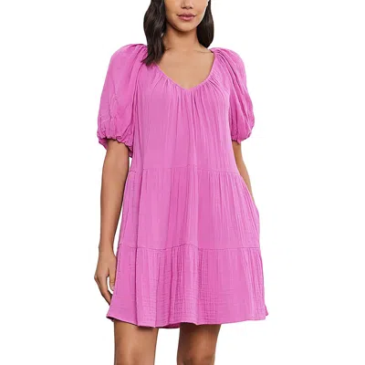 Velvet By Graham & Spencer Womens Mini Tiered Mini Dress In Pink