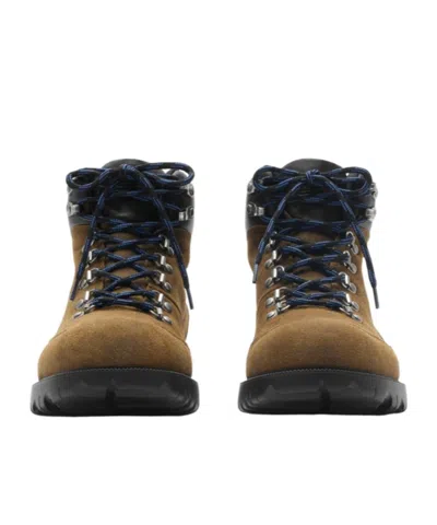 Burberry Moor Suede Lace-up Hiking Boots In Brown