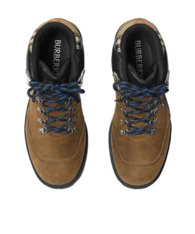 Burberry Moor Suede Lace-up Hiking Boots In Brown