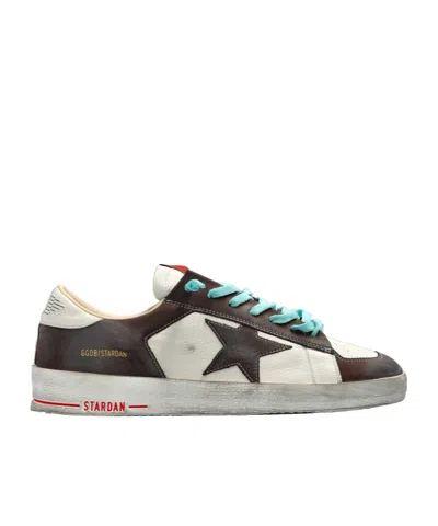 Golden Goose Stardan Two-tone Distressed Finish Leather Sneakers Shoes