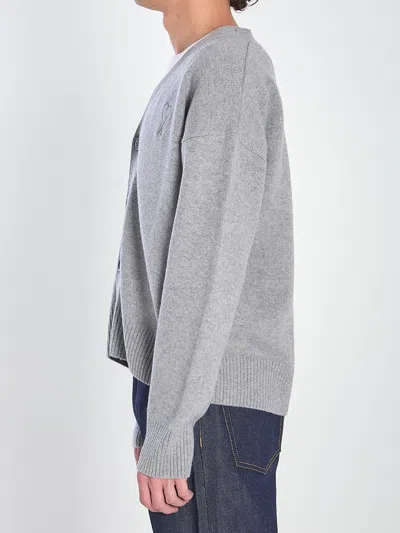 Ami Alexandre Mattiussi Ami Paris Men Wool And Cashmere Cardigan In Gray