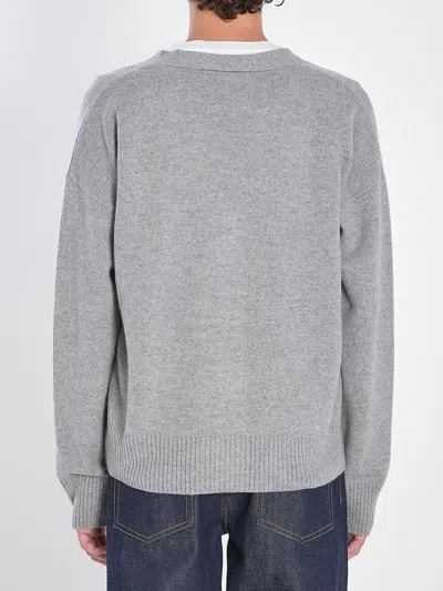 Ami Alexandre Mattiussi Ami Paris Men Wool And Cashmere Cardigan In Gray