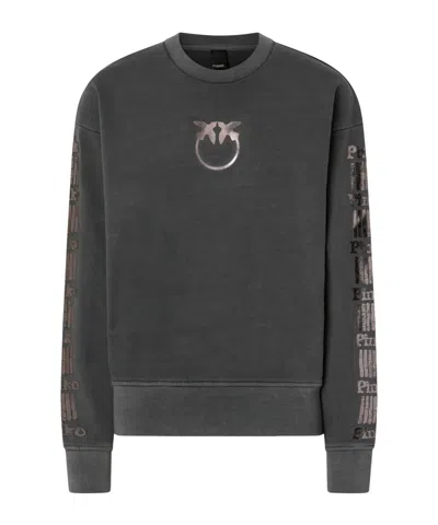 Pinko Logo-detail Cotton Sweatshirt In Gray