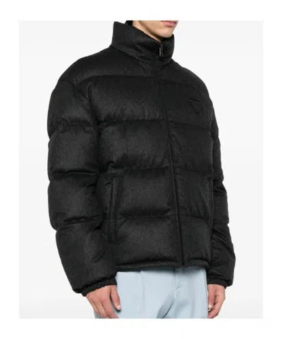 Prada Mens Black Medium-weight Re-nylon Down Jacket In Black