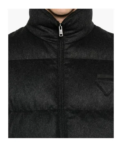 Prada Mens Black Medium-weight Re-nylon Down Jacket In Black