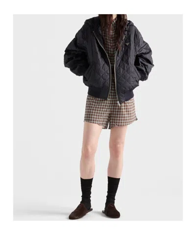 Prada Womens Blue Re Nylon Lightweight Quilted Woven Jacket In Blue