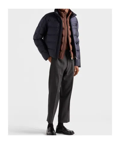 Prada Mens Brown Re-nylon Quilted Woven Gilet In Brown