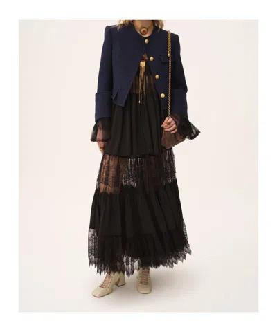 Chloé Boxy Collarless Jacket In Wool Check