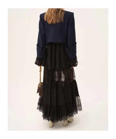 Chloé Boxy Collarless Jacket In Wool Check