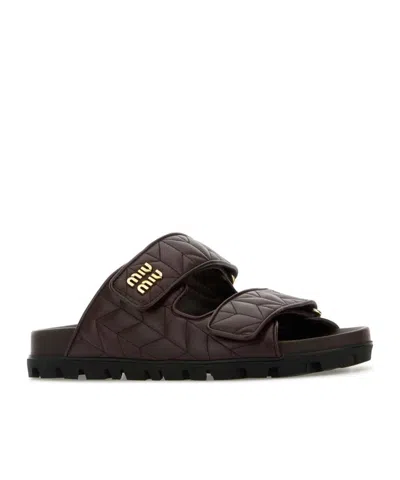 Miu Miu Dark Brown Leather Sandals