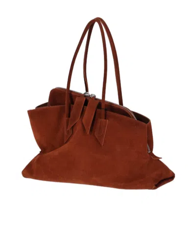 Attico Rectangular Suede Finish Double Handles Shoulder Bag