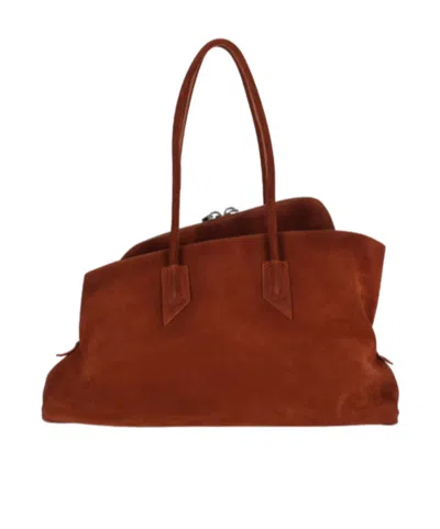 Attico Rectangular Suede Finish Double Handles Shoulder Bag