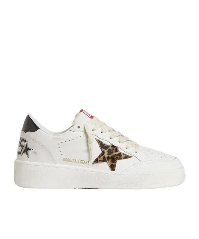 Golden Goose Leopard-print Leather Star Sneakers In White