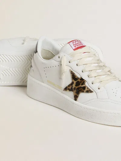 Golden Goose Leopard-print Leather Star Sneakers In White