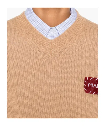 Marni Brown V-neck Sweater In Brown