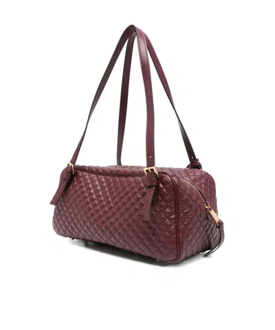 Versace Bordeaux Quilted Leather Bowling Crossbody Bag