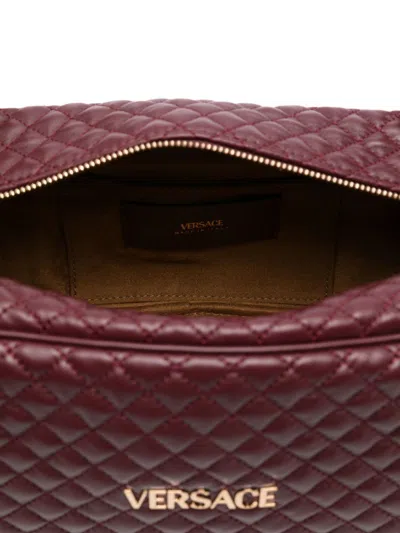 Versace Bordeaux Quilted Leather Bowling Crossbody Bag