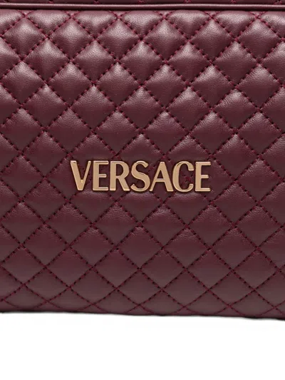 Versace Bordeaux Quilted Leather Bowling Crossbody Bag