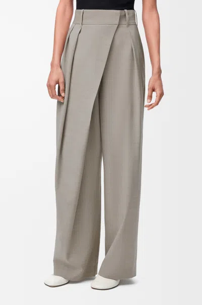 Loewe Wool Wrap Wide-leg Trousers In Gray