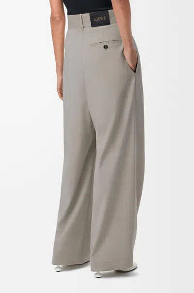 Loewe Wool Wrap Wide-leg Trousers In Gray