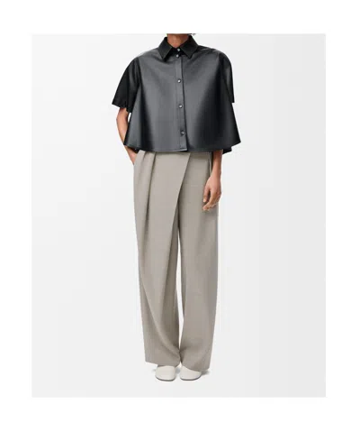 Loewe Wool Wrap Wide-leg Trousers In Gray
