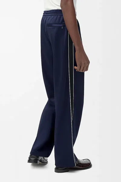 Loewe Straight-leg Logo-embroidered Herringbone-striped Tech-jersey Track Pants In Blue