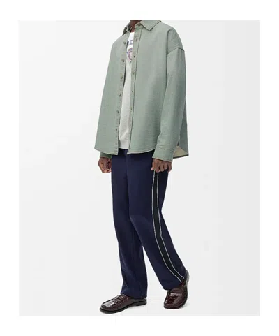 Loewe Straight-leg Logo-embroidered Herringbone-striped Tech-jersey Track Pants In Blue