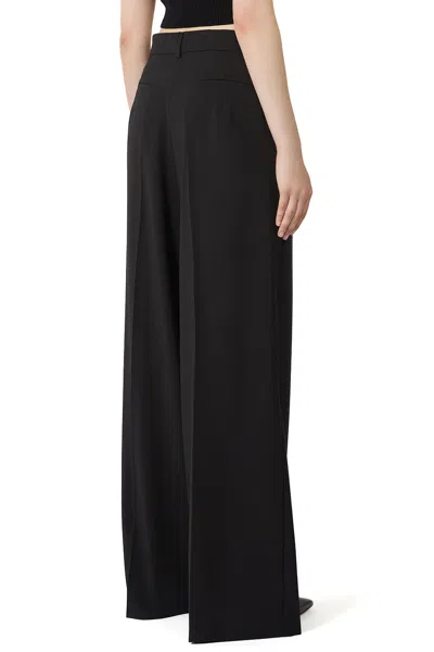 Sportmax Oversized Stretch Wool Trousers - Dark Brown In Black