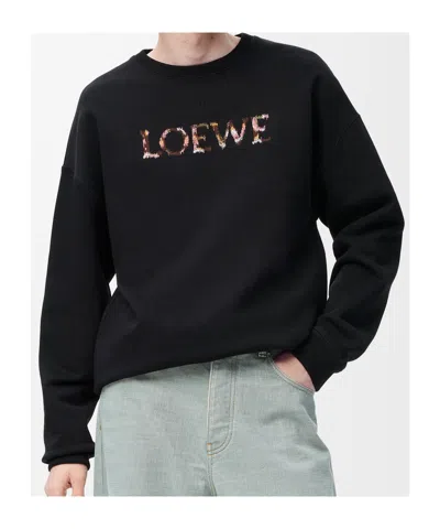 Loewe Logo Embroidery Crewneck Sweatshirt In Black