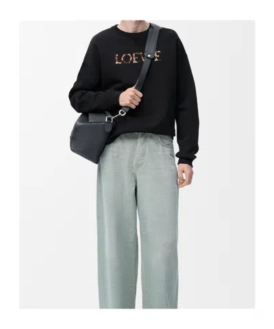 Loewe Logo Embroidery Crewneck Sweatshirt In Black