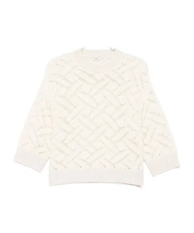 Peserico Textured Three Quarter Sleeve Sweater In Neutral
