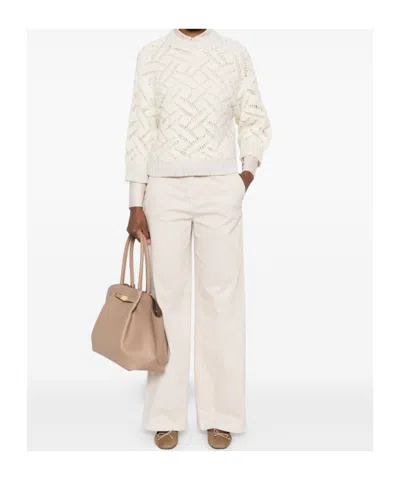 Peserico Textured Three Quarter Sleeve Sweater In Neutral