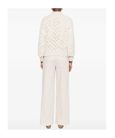 Peserico Textured Three Quarter Sleeve Sweater In Neutral