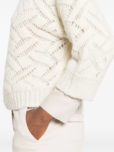 Peserico Textured Three Quarter Sleeve Sweater In Neutral