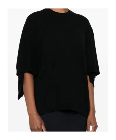 Fabiana Filippi Wool Blend Batwing Sleeve Top In Black