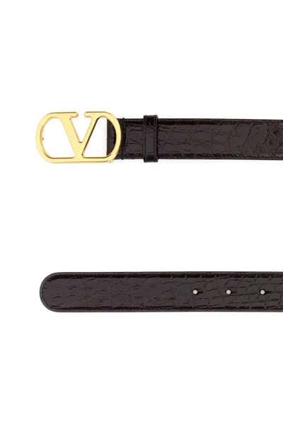 Valentino Brown Leather Vlogo Belt
