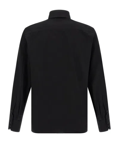 Tom Ford Silk Shirt With Button-down Collar And Chest Pockets In Black