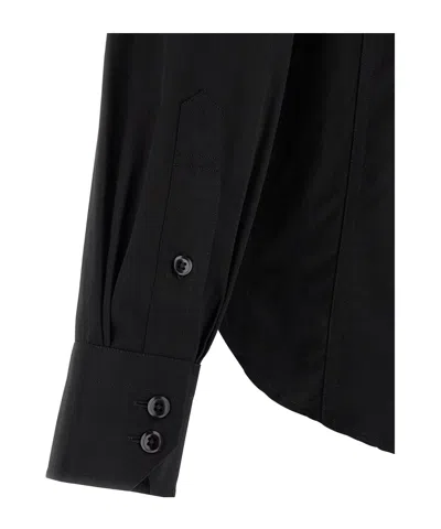 Tom Ford Silk Shirt With Button-down Collar And Chest Pockets In Black