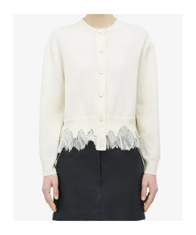 Alexander Mcqueen Women's Cobweb Lace Shrunken Cardigan In Ivory