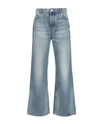 Ami Alexandre Mattiussi Ami Paris Whiskering Effect Wide-leg Jeans In Blue