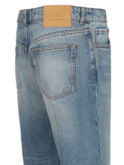 Ami Alexandre Mattiussi Ami Paris Whiskering Effect Wide-leg Jeans In Blue