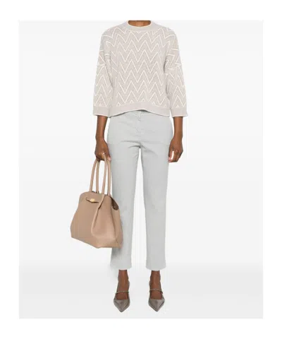 Peserico Zigzag-knit Sweater In Gray